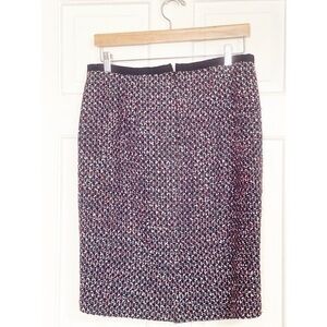 Talbots Blue, Red and White Tweed Pencil Skirt